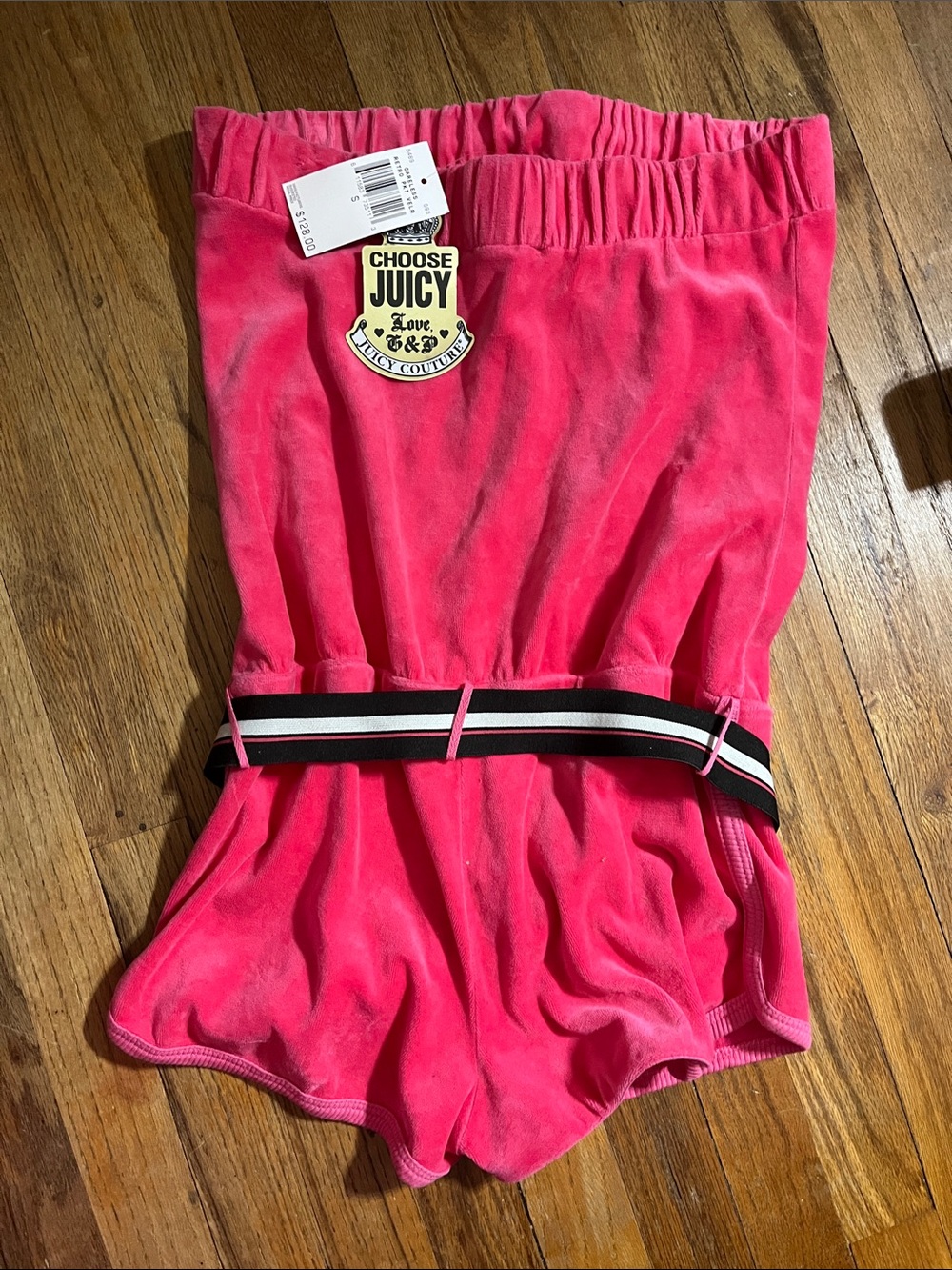 RARE retro velour juicy couture belted tube top romper with tags - Picture 6 of 7